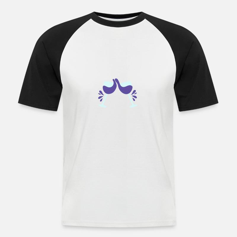 Jesus Drank Wine 4 - Männer Baseball-T-Shirt - Weiß/Schwarz