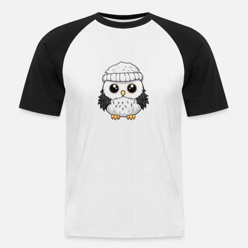 Eule Winter Tier Baby Comic - Männer Baseball-T-Shirt - Weiß/Schwarz