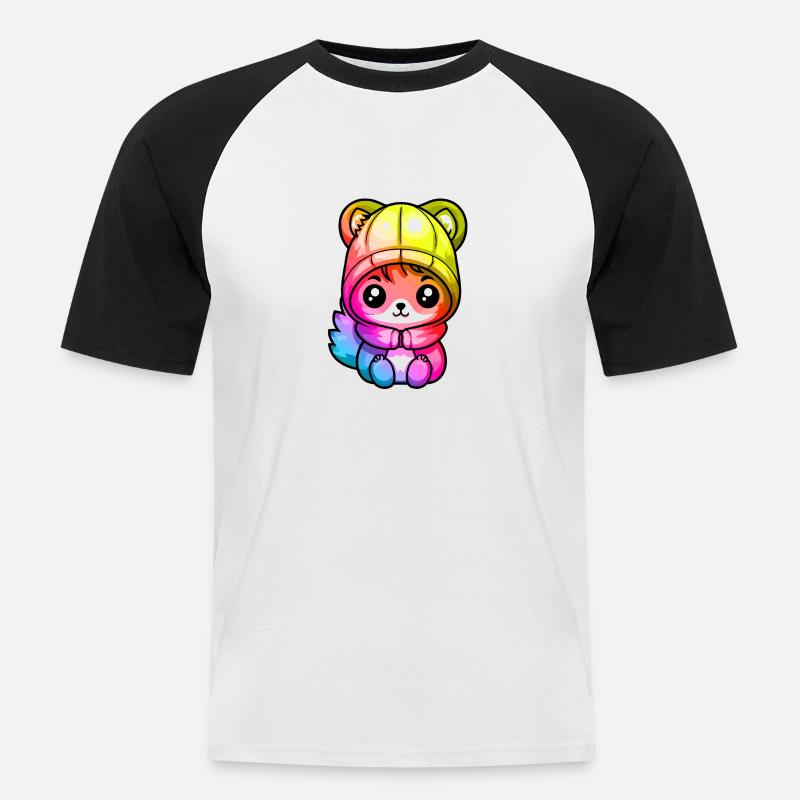 Eichhörnchen Winter Tier Bunt Comic - Männer Baseball-T-Shirt - Weiß/Schwarz