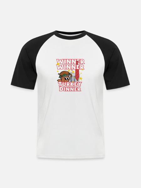 Frohes Trumpsgiving dinner - Männer Baseball-T-Shirt - Weiß/Schwarz
