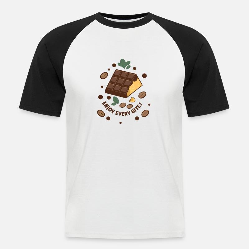 TAFELN SCHOKOLADE - Männer Baseball-T-Shirt - Weiß/Schwarz