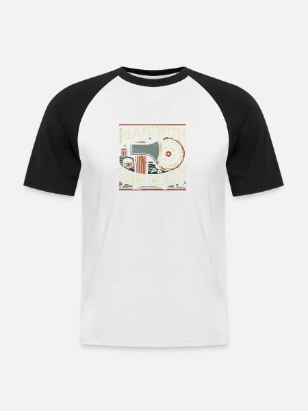 Spielt mit scharfen Gegenständen - Männer Baseball-T-Shirt - Weiß/Schwarz