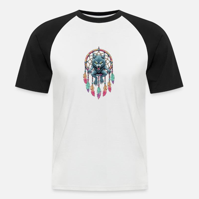 Traumfänger Werwolf - Männer Baseball-T-Shirt - Weiß/Schwarz