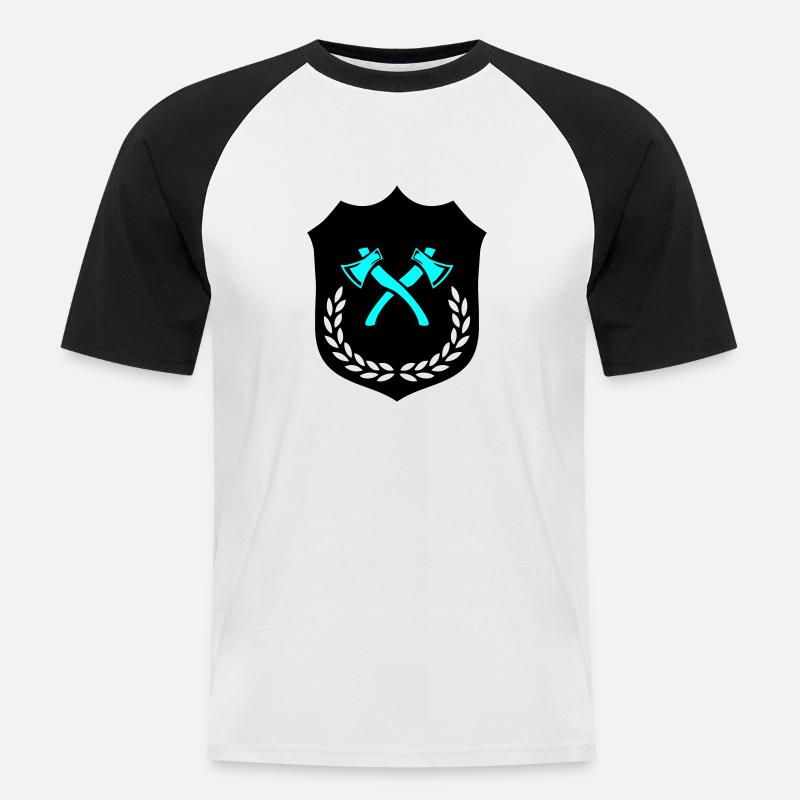 Wappen Axt Äxte - Männer Baseball-T-Shirt - Weiß/Schwarz