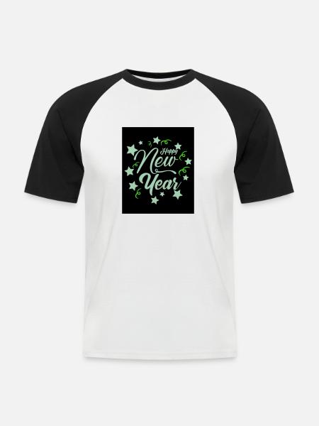 Nouvel An 7 - T-shirt baseball manches courtes Homme - blanc/noir