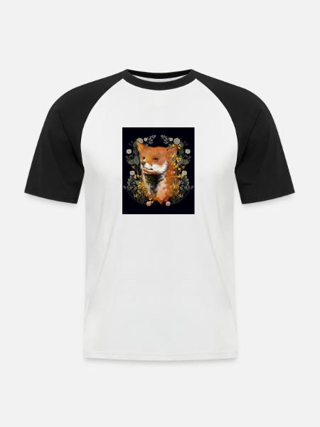 Fuchs Füchse Füchsin - Männer Baseball-T-Shirt - Weiß/Schwarz