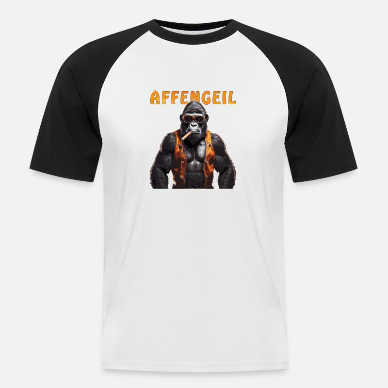 MONKEY GORILLA MONKEY - Men's Baseball T-Shirt - white/black
