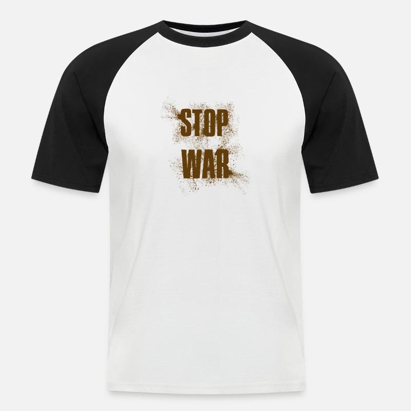 STOP WAR – NO WAR - PEACE - Männer Baseball-T-Shirt - Weiß/Schwarz