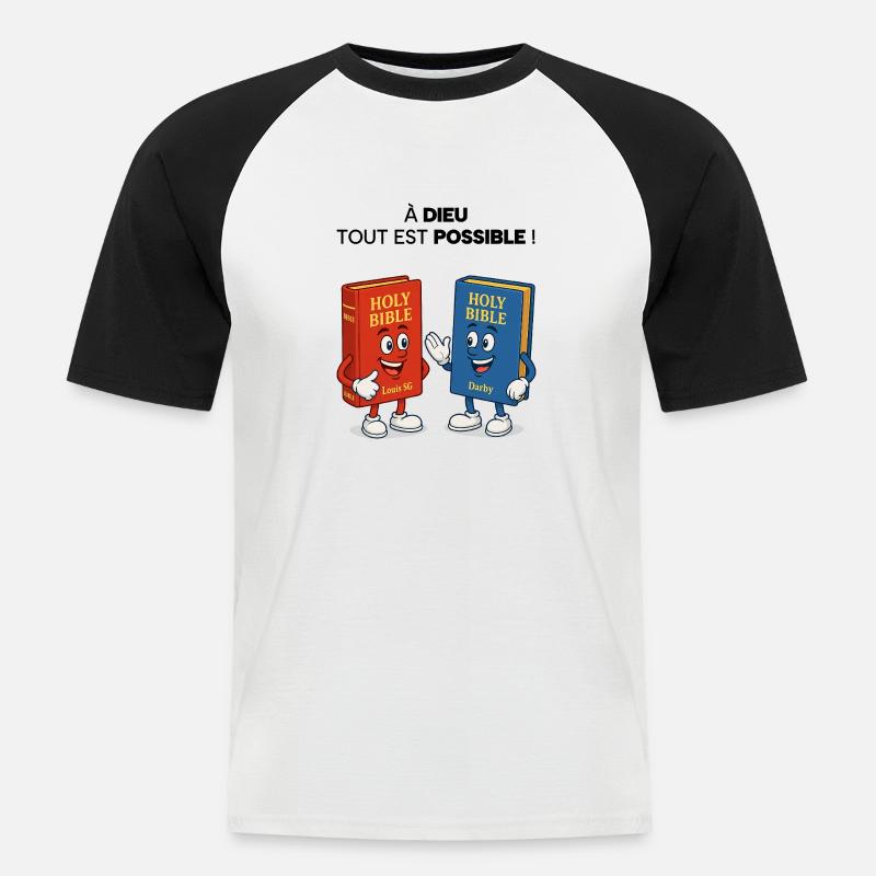Bibel T-Shirt - Männer Baseball-T-Shirt - Weiß/Schwarz
