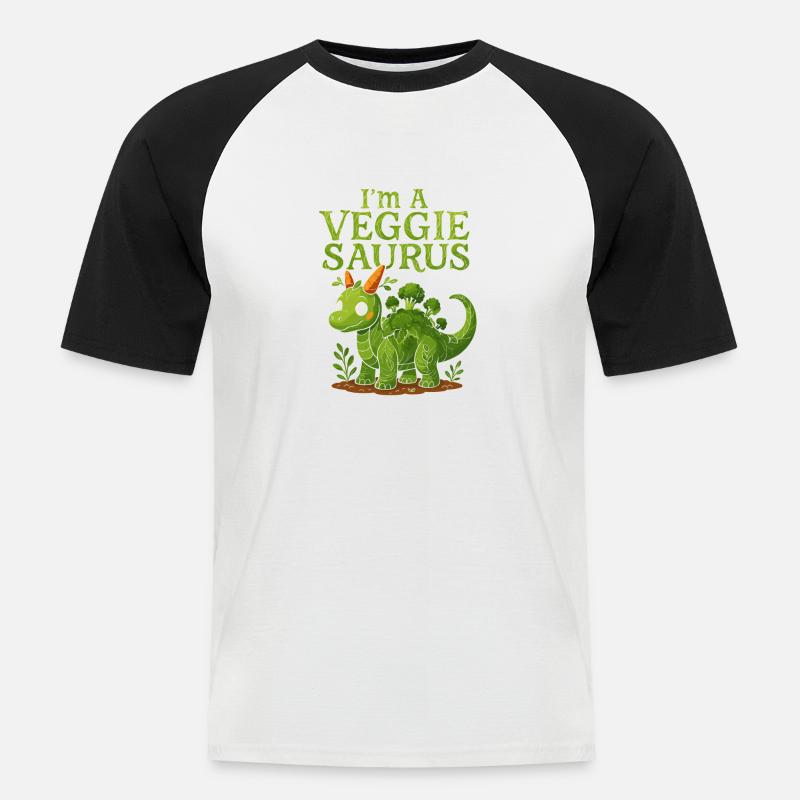 Ich bin ein Veggie-Saurus - Männer Baseball-T-Shirt - Weiß/Schwarz