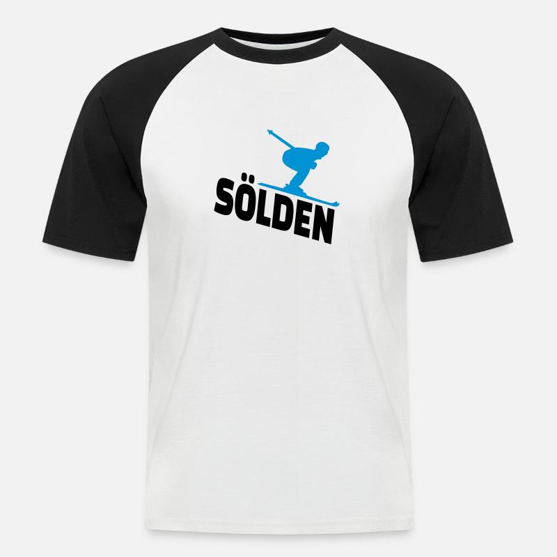 Sölden - Männer Baseball-T-Shirt - Weiß/Schwarz