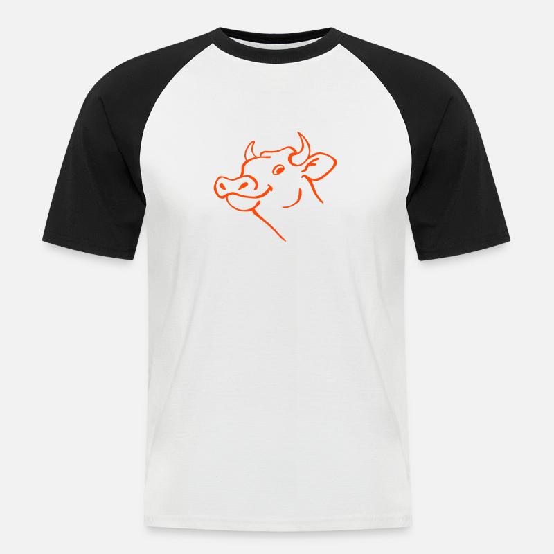 Kuh - Männer Baseball-T-Shirt - Weiß/Schwarz