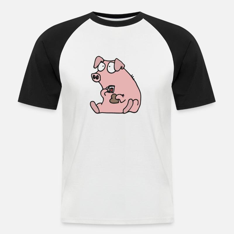 Julgris äter pepparkaka - Männer Baseball-T-Shirt - Weiß/Schwarz