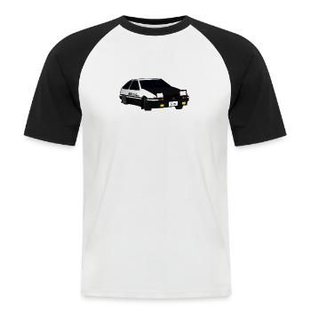 Initial D Dérive Akina - T-shirt baseball manches courtes Homme - blanc/noir - Devant - Nik (191cm)