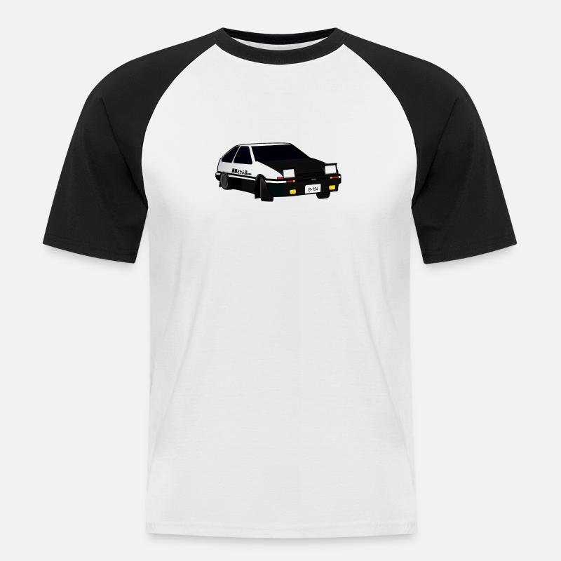 Initial D Driften Akina - Männer Baseball-T-Shirt - Weiß/Schwarz