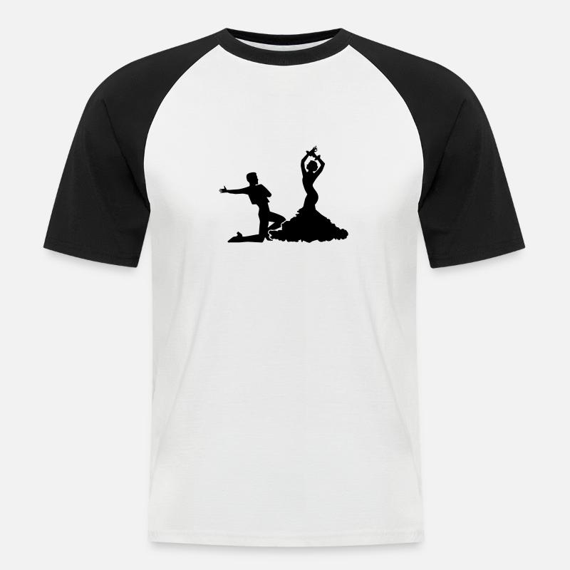 Flamenco - Männer Baseball-T-Shirt - Weiß/Schwarz
