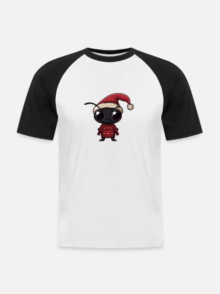 Ant Christmas - Men's Baseball T-Shirt - white/black