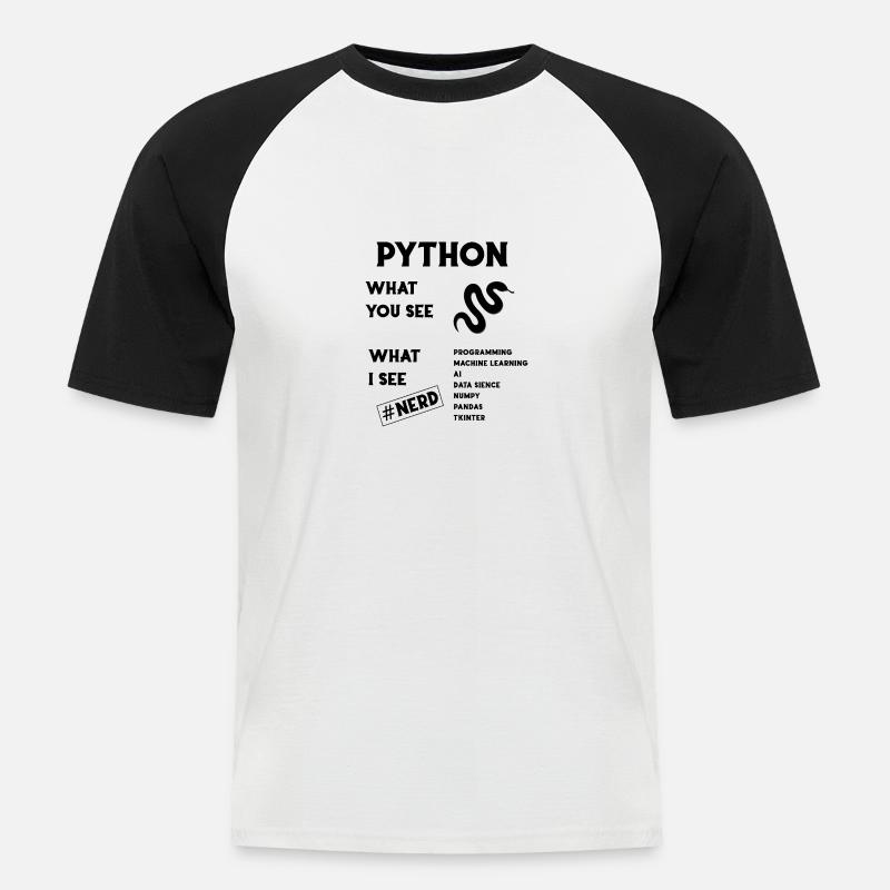 Programmation Python - T-shirt baseball manches courtes Homme - blanc/noir