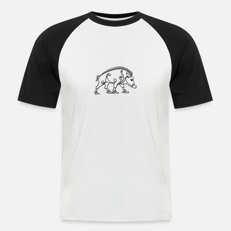 Celtic boar - Men's Baseball T-Shirt - white/black