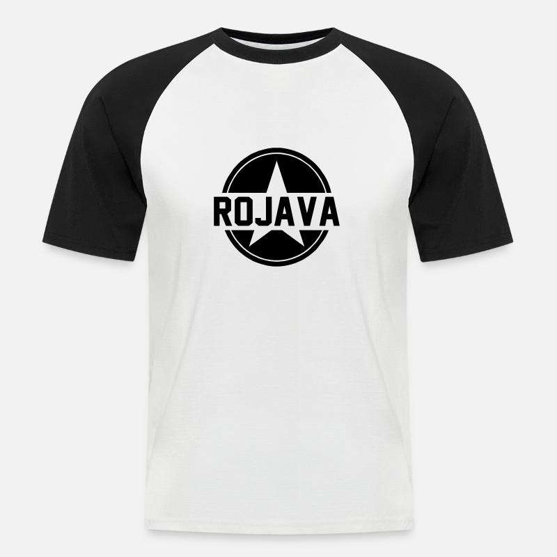 rojava kurdistan - Men's Baseball T-Shirt - white/black