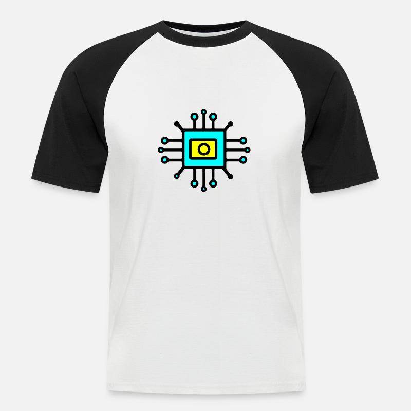 Chip Digital Computer Sensor - Männer Baseball-T-Shirt - Weiß/Schwarz