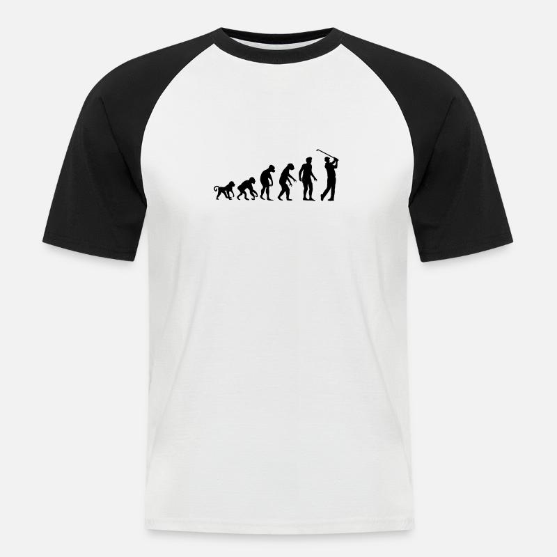 golf_evolution - Männer Baseball-T-Shirt - Weiß/Schwarz
