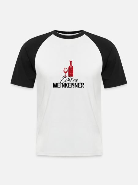 Echter Weinkenner, Rotwein Wein - Männer Baseball-T-Shirt - Weiß/Schwarz