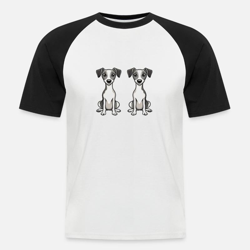 Whippet Hund Comic - Männer Baseball-T-Shirt - Weiß/Schwarz