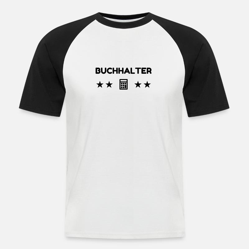 comptable / comptabilité / compter / chiffre - T-shirt baseball manches courtes Homme - blanc/noir