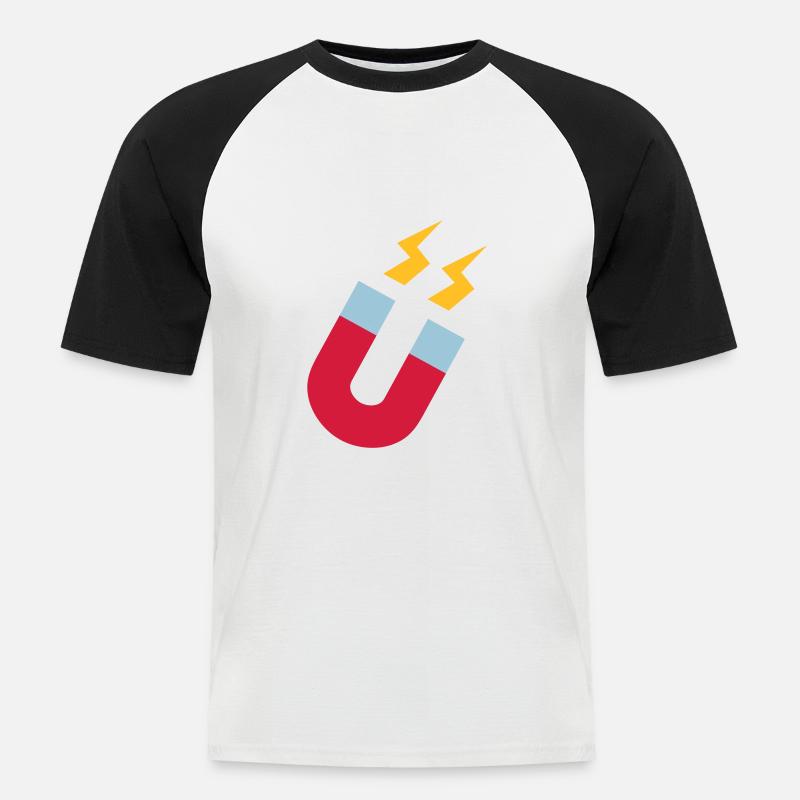 Magnet - Männer Baseball-T-Shirt - Weiß/Schwarz