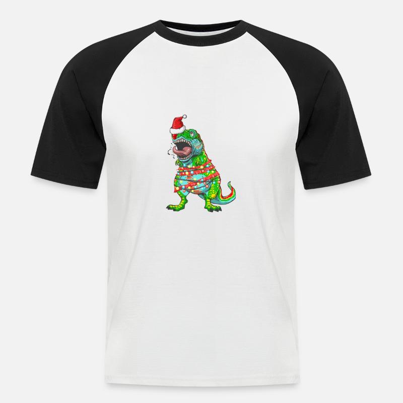 Weihnachtsbaum TRex Tree Rex Dinosaurier - Männer Baseball-T-Shirt - Weiß/Schwarz
