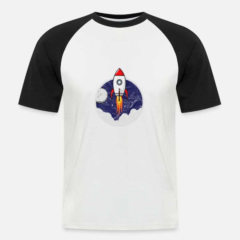 Space Shuttle Piccolo razzo per bambini grunge - Maglia da baseball a manica corta da uomo - bianco/nero