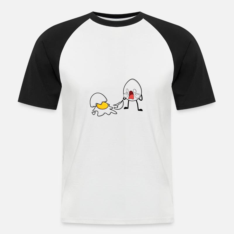 One Egg Down Ei Kaputt - Männer Baseball-T-Shirt - Weiß/Schwarz