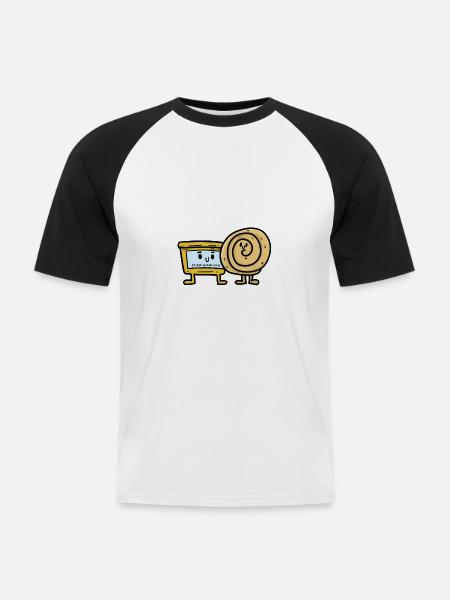 Strudel mit Magarine - Männer Baseball-T-Shirt - Weiß/Schwarz
