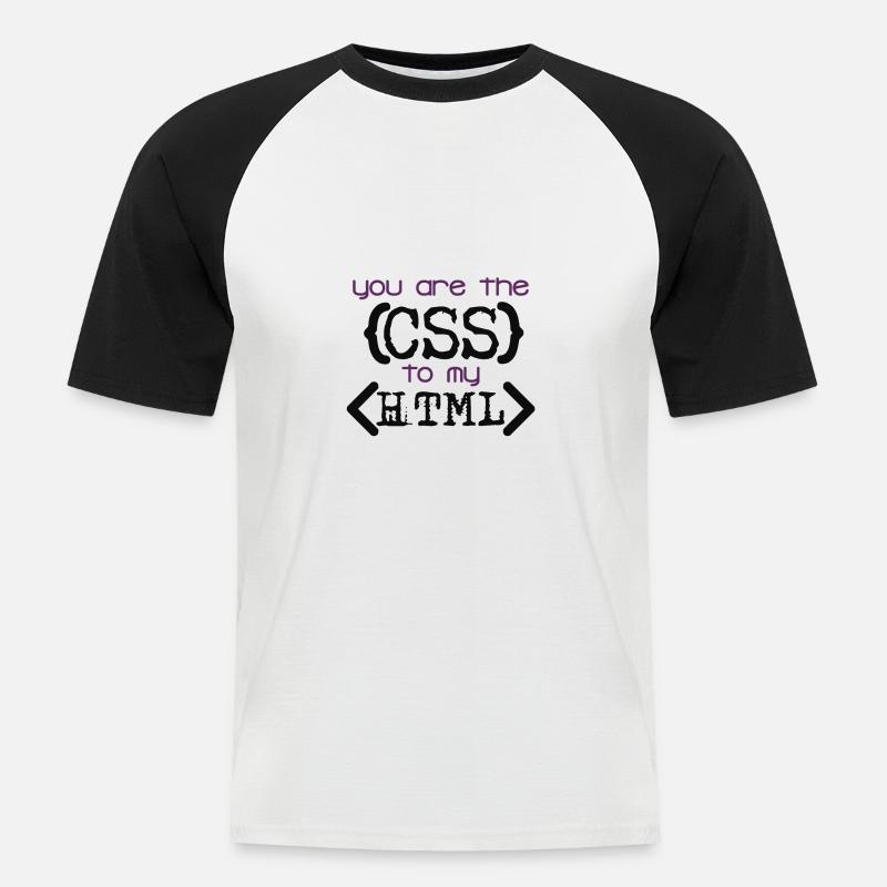 Css zu Html - Männer Baseball-T-Shirt - Weiß/Schwarz