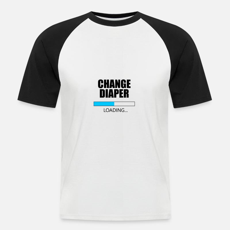 Change Diaper Loading - Männer Baseball-T-Shirt - Weiß/Schwarz