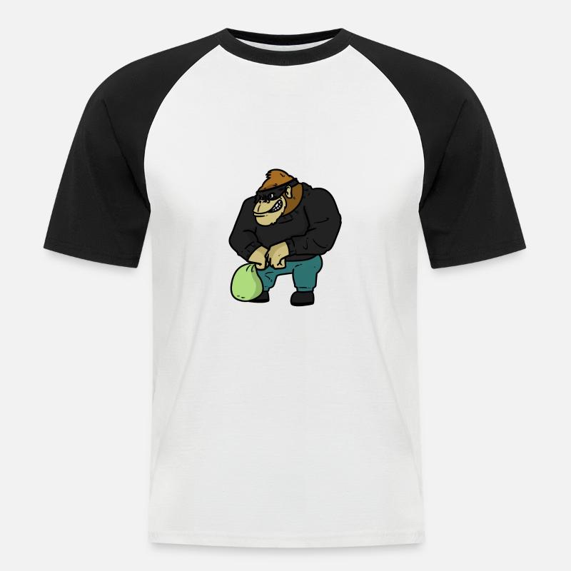 Robber Wolf Robber Wolf - Männer Baseball-T-Shirt - Weiß/Schwarz
