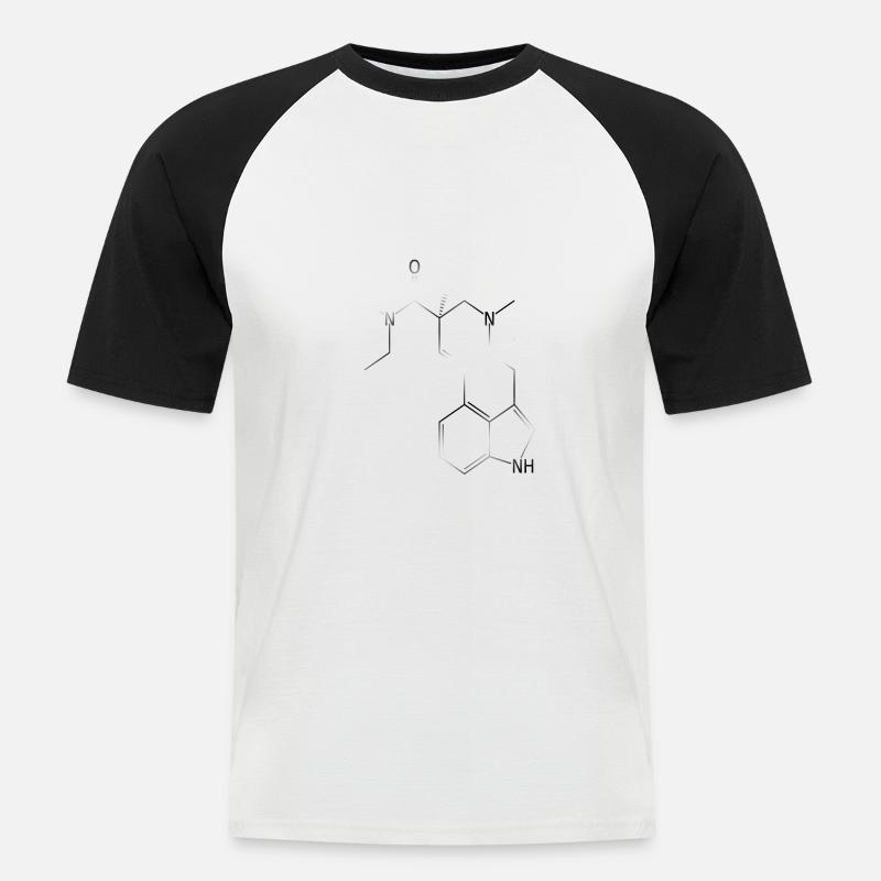 Molécule de formule structurelle LSD A. Hofmann Bicycle Day - T-shirt baseball manches courtes Homme - blanc/noir