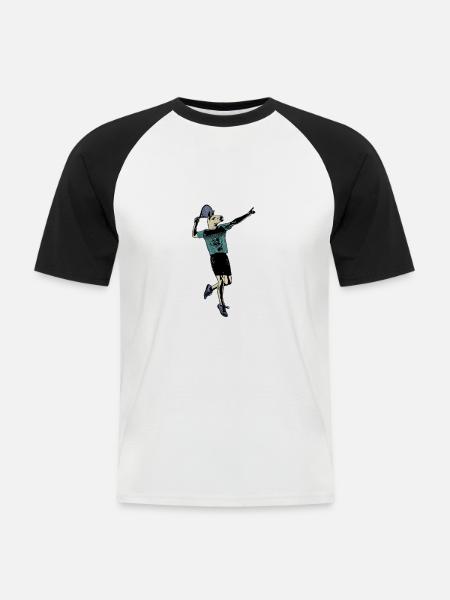 Llama Tennis - Männer Baseball-T-Shirt - Weiß/Schwarz