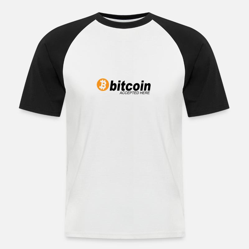 Hier wird Bitcoin akzeptiert - Männer Baseball-T-Shirt - Weiß/Schwarz