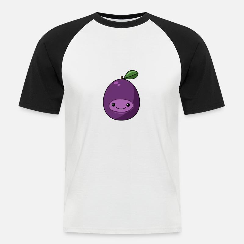 Comic Pflaume - Männer Baseball-T-Shirt - Weiß/Schwarz