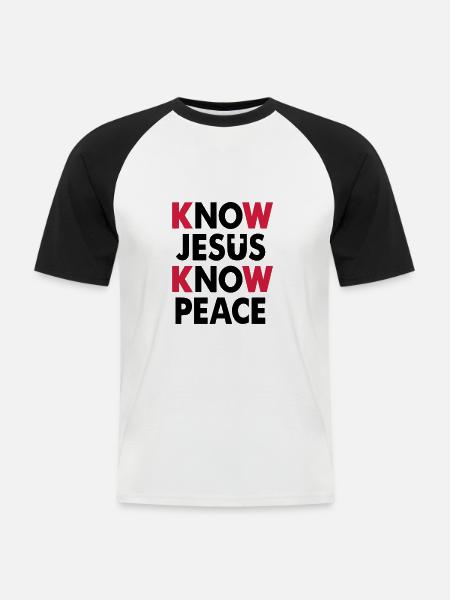 Know Jesus - Know Peace - Men's Baseball T-Shirt - white/black