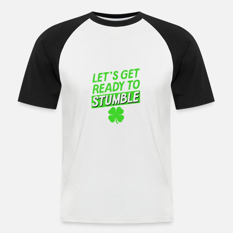 St Patricks day Stumble - Männer Baseball-T-Shirt - Weiß/Schwarz