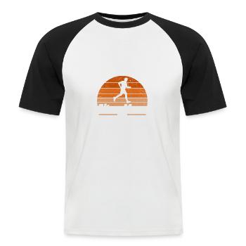 Marathonläufer Marathon Laufgruppe Läufer Geschenk - Männer Baseball-T-Shirt - Weiß/Schwarz - Vorne - Nik (191cm)
