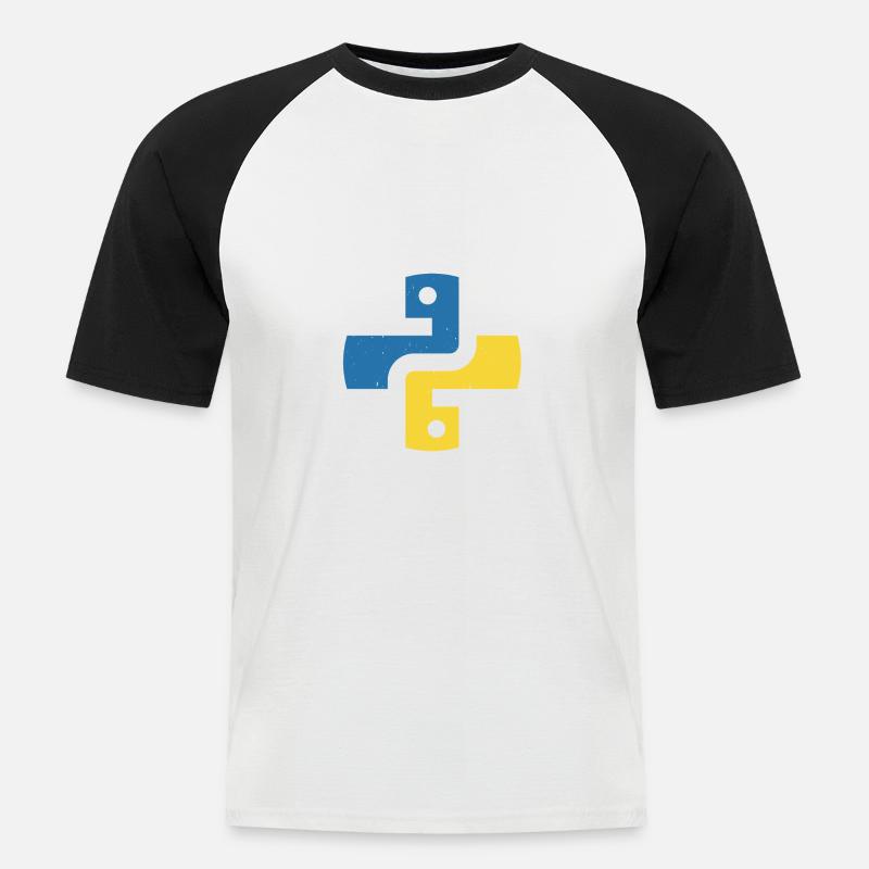 Langage de programmation Python - T-shirt baseball manches courtes Homme - blanc/noir