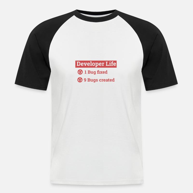 « Developer life » | Programmeur, programmeur - T-shirt baseball manches courtes Homme - blanc/noir