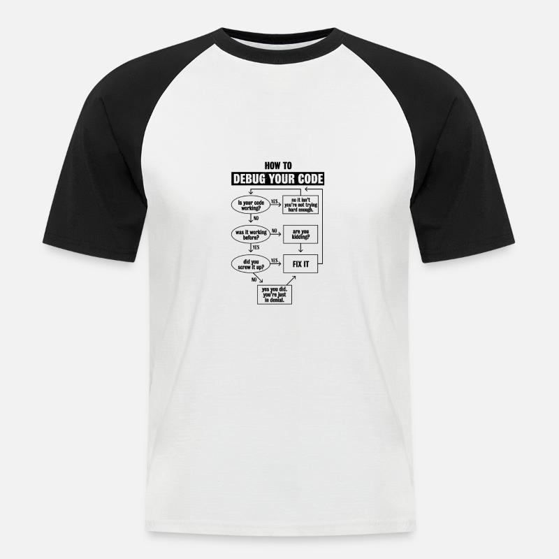 Programmiercode Codierung Lustiges Debug-Geschenk - Männer Baseball-T-Shirt - Weiß/Schwarz