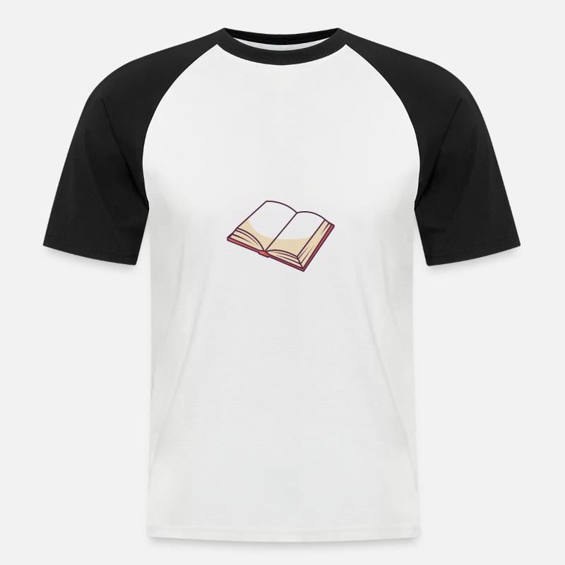 Offenes Buch - Männer Baseball-T-Shirt - Weiß/Schwarz