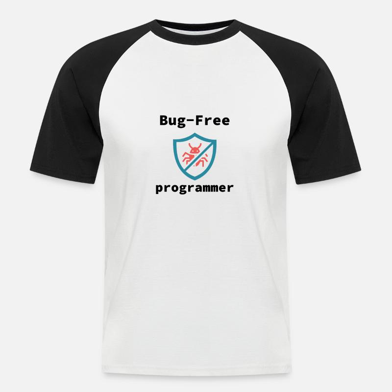 Bug-Free Programmer, Bug-Free Programming - Männer Baseball-T-Shirt - Weiß/Schwarz