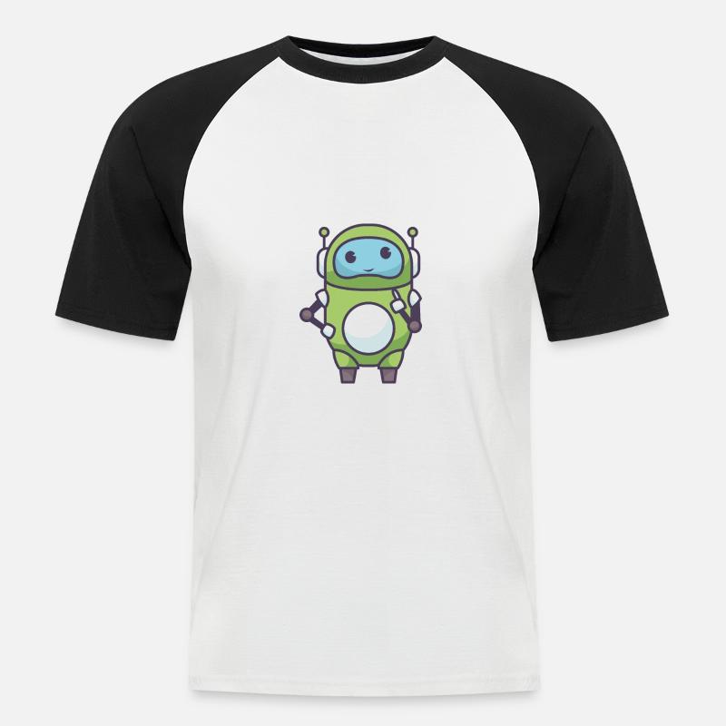 Robotik eines Roboters - Männer Baseball-T-Shirt - Weiß/Schwarz